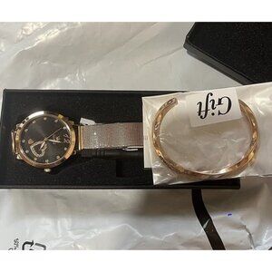 New Womens Watch Gifts Set with Bracelet Rose Gold for Lady Female Minimalist